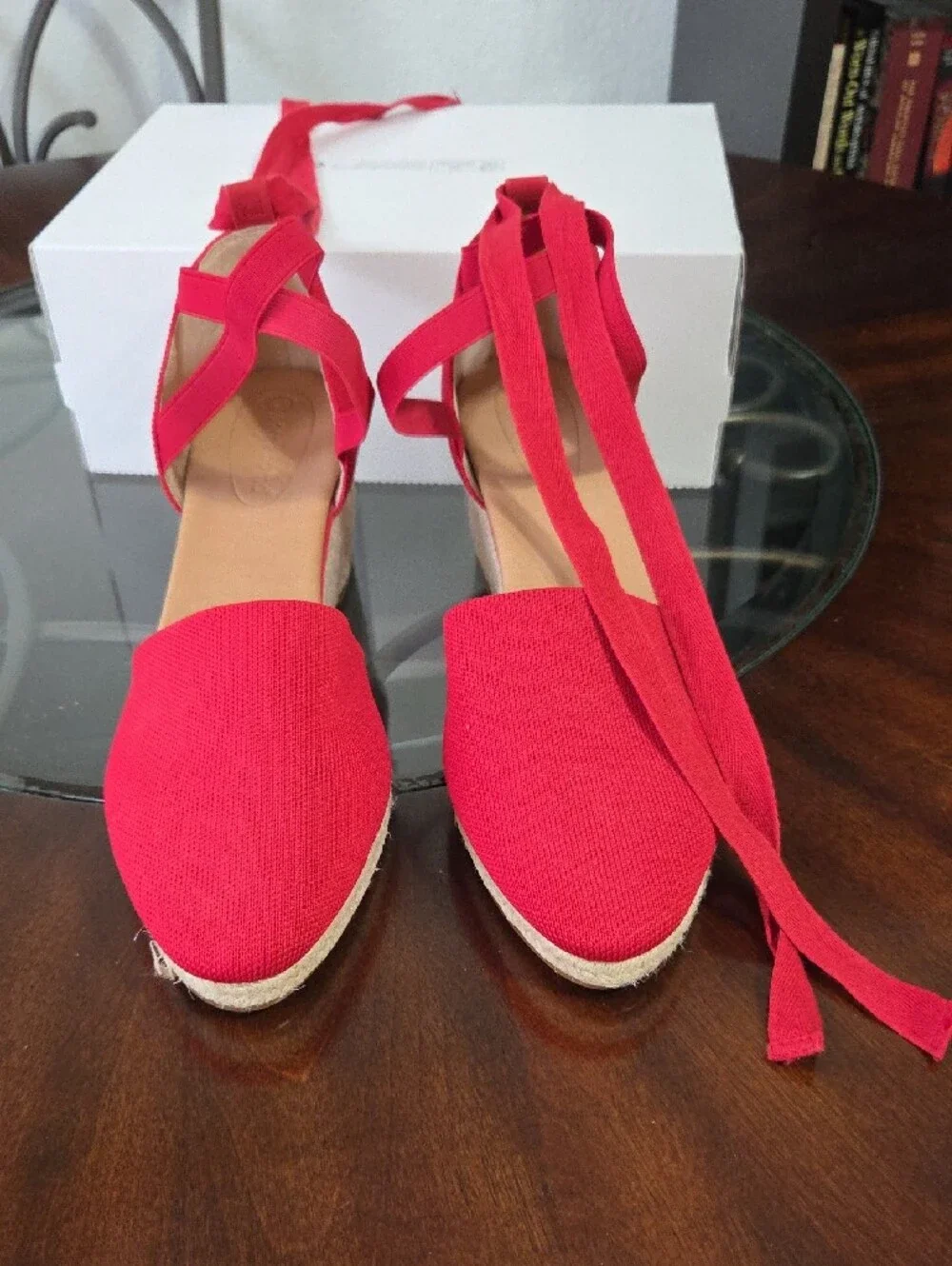 Corso Como Red Espadrille Wedge Ankle-Tie Sandal